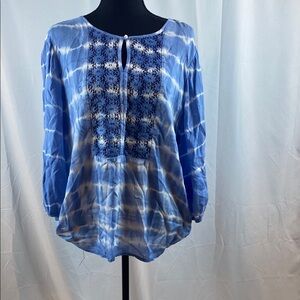 Chico's Relaxed‎ Blue and White 3/4 Sleeve Tunic